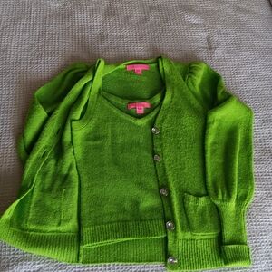 Lilly Pulitzer Vibrant Green Cardigan and Tank Set
